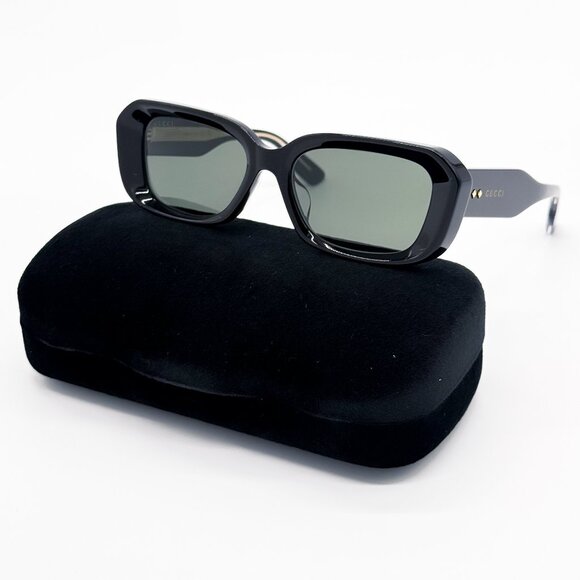 NEW GUCCI GG1531SK 001 SUNGLASSES UNISEX BLACK GOLD OVAL EYEWEAR GUCCI - Picture 2 of 12